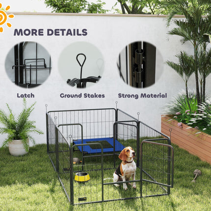 7 Panel Dog Whelping Box and Playpen for Small to Medium Dogs with Washable Pads - Black