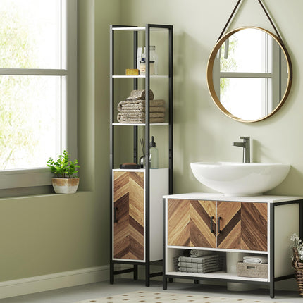 Tall Bathroom Cabinet with 3 Shelves, Slim Storage Cabinet with Adjustable Shelf
