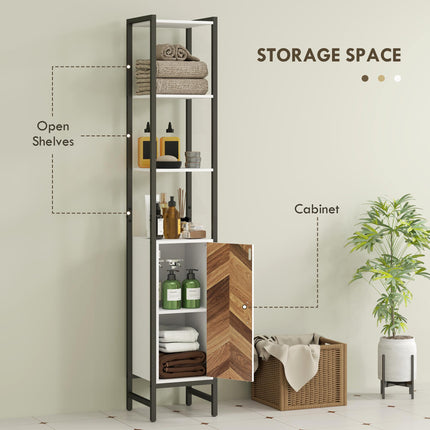 Tall Bathroom Cabinet with 3 Shelves, Slim Storage Cabinet with Adjustable Shelf