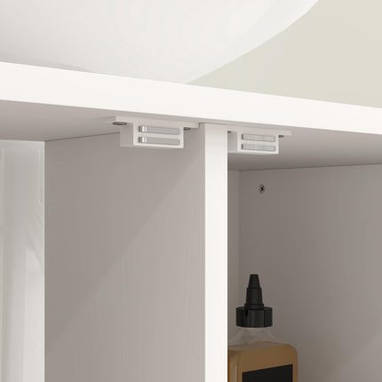 Under Sink Bathroom Cabinet with Herringbone Doors and Open Compartment 80x40x60cm - Cream White