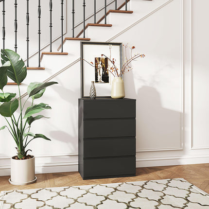4-Drawer Chest of Drawers Storage Cabinet Modern Bedroom Dresser - Black