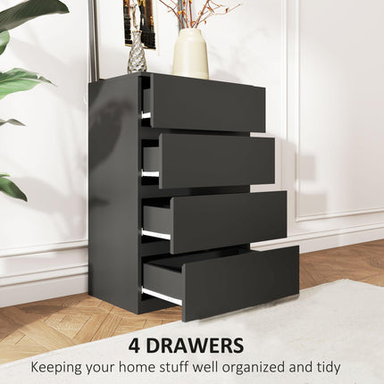 4-Drawer Chest of Drawers Storage Cabinet Modern Bedroom Dresser - Black