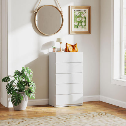 5-Drawer Chest of Drawers Storage Cabinet Modern Bedroom Dresser - White