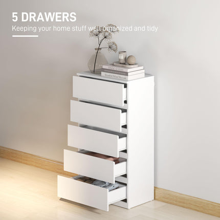 5-Drawer Chest of Drawers Storage Cabinet Modern Bedroom Dresser - White