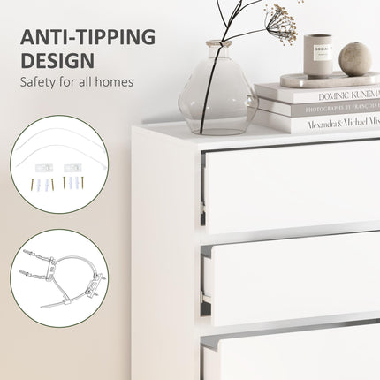 5-Drawer Chest of Drawers Storage Cabinet Modern Bedroom Dresser - White