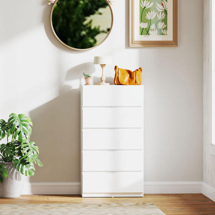 5-Drawer Chest of Drawers Storage Cabinet Modern Bedroom Dresser - White
