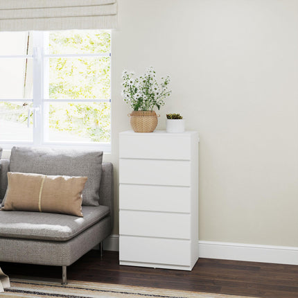 5-Drawer Chest of Drawers Storage Cabinet Modern Bedroom Dresser - White