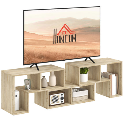 Extendable TV Stand for TVs up to 75 Inches with Storage Shelves and Free Combination Unit - Grey Oak Wood Grain