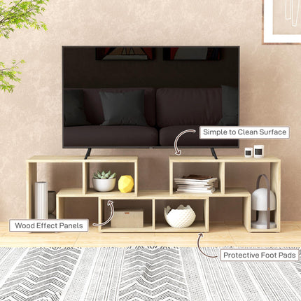 Extendable TV Stand for TVs up to 75 Inches with Storage Shelves and Free Combination Unit - Grey Oak Wood Grain