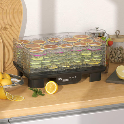 Six-Tray Food Dehydrator with 40-70℃ Adjustable Temperature Control - Black