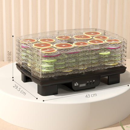 Six-Tray Food Dehydrator with 40-70℃ Adjustable Temperature Control - Black