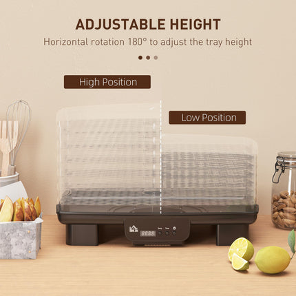 Six-Tray Food Dehydrator with 40-70℃ Adjustable Temperature Control - Black