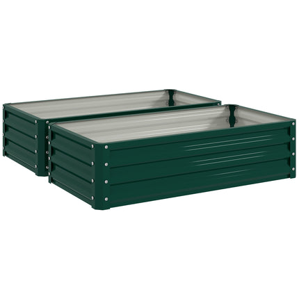 Set of 2 Raised Beds for Garden, Galvanised Outdoor Planters for Herbs Vegetable