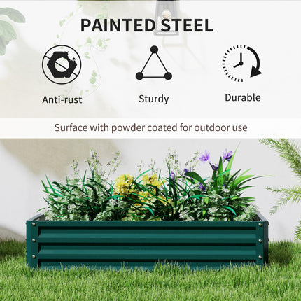 Set of 2 Raised Beds for Garden, Galvanised Outdoor Planters for Herbs Vegetable