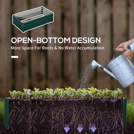 Set of 2 Raised Beds for Garden, Galvanised Outdoor Planters for Herbs Vegetable