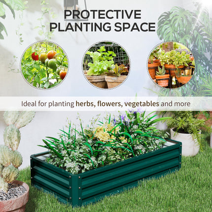 Set of 2 Raised Beds for Garden, Galvanised Outdoor Planters for Herbs Vegetable