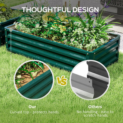 Set of 2 Raised Beds for Garden, Galvanised Outdoor Planters for Herbs Vegetable