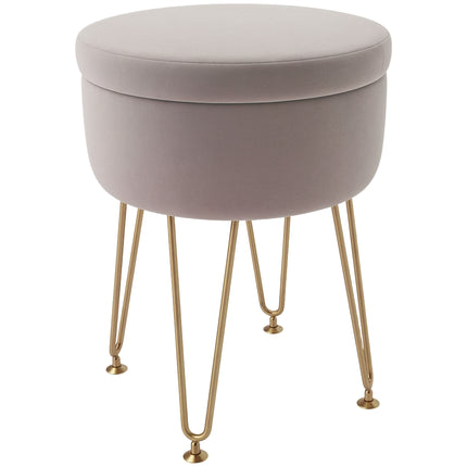 5L Velvet-Feel Storage Ottoman - Light Pink