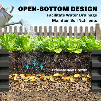 Set of 2 Raised Beds for Garden, Galvanised Outdoor Planters for Herbs Vegetable