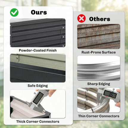 Set of 2 Raised Beds for Garden, Galvanised Outdoor Planters for Herbs Vegetable