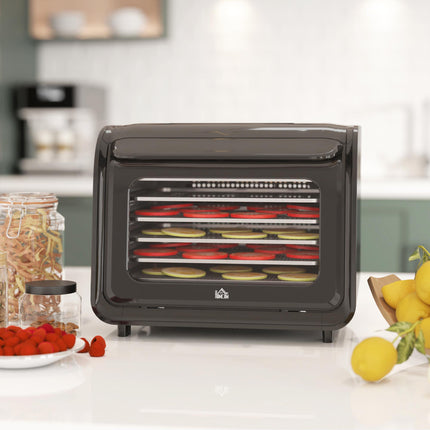 Six-Tray Food Dehydrator 35-70°C with Timer Control - Black