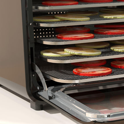 Six-Tray Food Dehydrator 35-70°C with Timer Control - Black