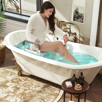 Adjustable 57-69cm Aluminium Frame Bath Seat with EVA Cushion - Silver Tone