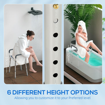 Adjustable 57-69cm Aluminium Frame Bath Seat with EVA Cushion - Silver Tone