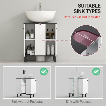 Modern Under-Sink Bathroom Cabinet with U Cut-Out 60x34x70cm - High Gloss White