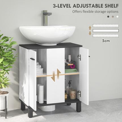 Modern Under-Sink Bathroom Cabinet with U Cut-Out 60x34x70cm - High Gloss White