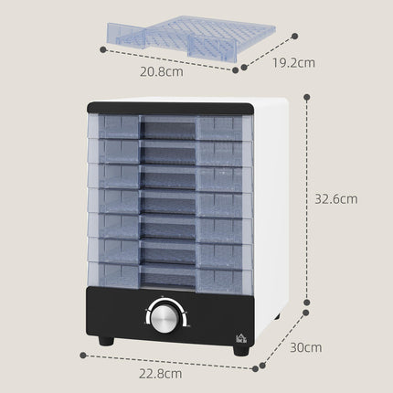Seven Tray Food Dehydrator with Adjustable 40-70°C Temperature Control - White