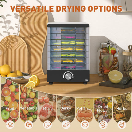 Seven Tray Food Dehydrator with Adjustable 40-70°C Temperature Control - White