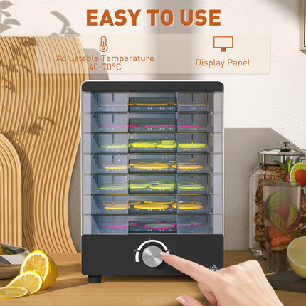 Seven Tray Food Dehydrator with Adjustable 40-70°C Temperature Control - White