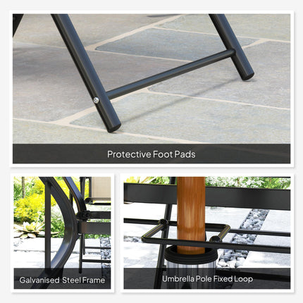 5 Piece Steel Frame Patio Dining Set with Folding Chairs - Khaki Black