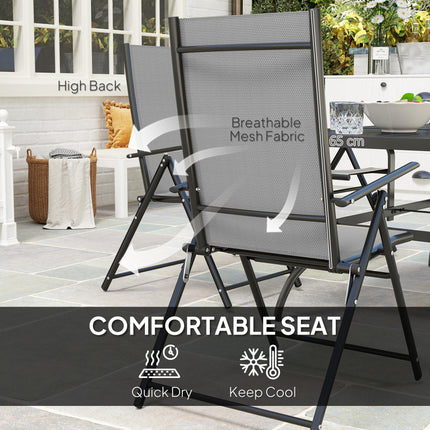 7 Piece Steel Outdoor Dining Set with Parasol Hole - Grey