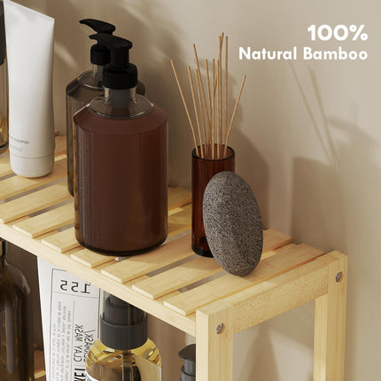 Three-Tier Bamboo Bathroom Rack - Natural Finish