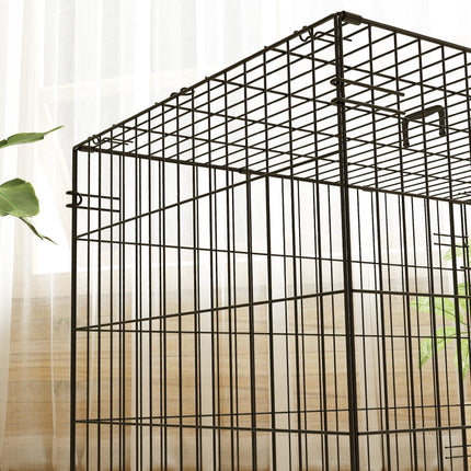 Foldable Small Dog Crate with 2 Doors, Tray & Cushion, 76x53x60 cm - Black