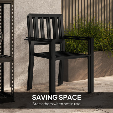 3 Piece Patio Bistro Set with Plastic Top and Stackable Chairs - Grey