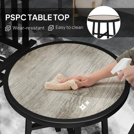3 Piece Patio Bistro Set with Plastic Top and Stackable Chairs - Grey