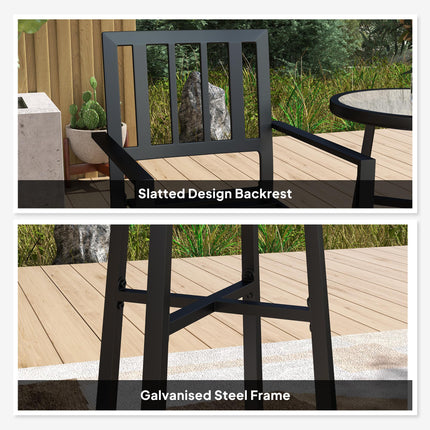 3 Piece Patio Bistro Set with Plastic Top and Stackable Chairs - Grey