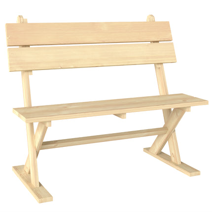 2 Seater Wooden Garden Bench, Fir Wood Outdoor Bench, Garden Loveseat with Slatt