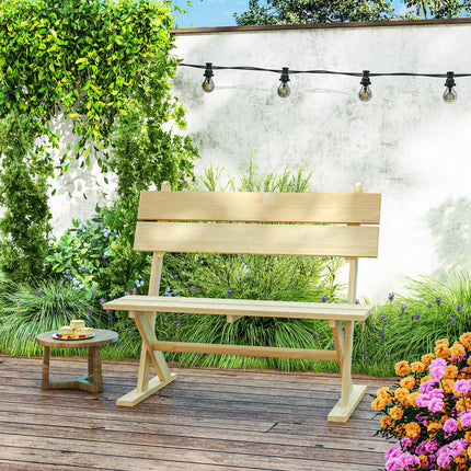 2 Seater Wooden Garden Bench, Fir Wood Outdoor Bench, Garden Loveseat with Slatt