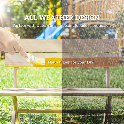 2 Seater Wooden Garden Bench, Fir Wood Outdoor Bench, Garden Loveseat with Slatt