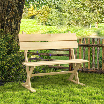2 Seater Wooden Garden Bench, Fir Wood Outdoor Bench, Garden Loveseat with Slatt