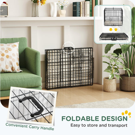 Foldable Dog Crate for Extra Small Dogs with Two Doors, Tray & Cushion - Black