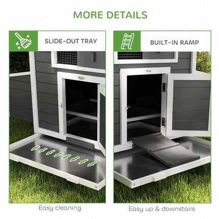 Chicken Coop, Wooden Outdoor Hen House with Nesting Box, Openable Waterproof Top, Pull-Out Tray, 150 x 100 x 97cm