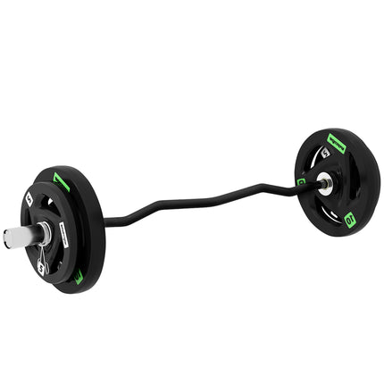 Curl Bar with 30kg Weight Plates, Barbell Bar for 5cm Weight Plates, Home Gym We