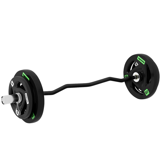 Curl Bar with 30kg Weight Plates, Barbell Bar for 5cm Weight Plates, Home Gym We