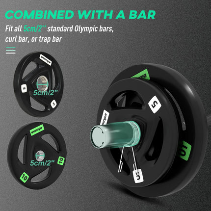 Curl Bar with 30kg Weight Plates, Barbell Bar for 5cm Weight Plates, Home Gym We