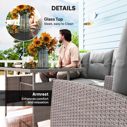 5 Seater Rattan Garden Furniture Set, 6 Piece Garden Sofa Set, Armchairs, 3-Seat